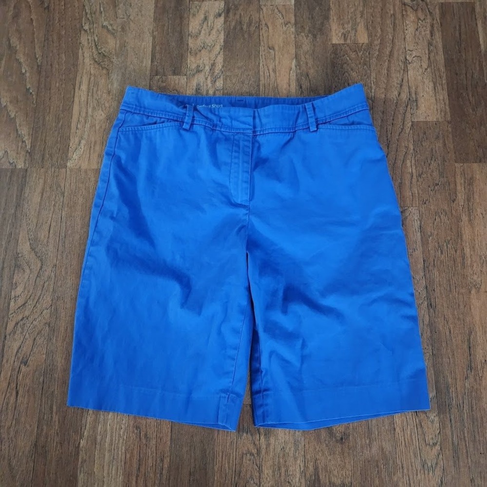 Talbots Perfect Short Womens 8 Royal Blue Cotton Stretch Chino Bermuda Short 679